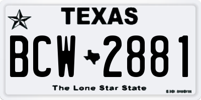 TX license plate BCW2881