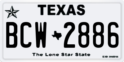 TX license plate BCW2886