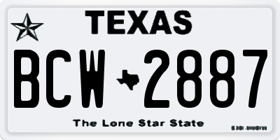TX license plate BCW2887