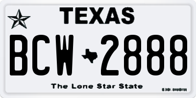 TX license plate BCW2888