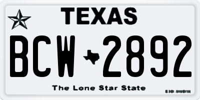 TX license plate BCW2892