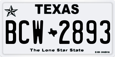 TX license plate BCW2893