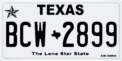 TX license plate BCW2899