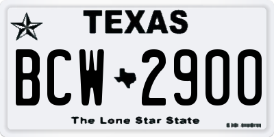 TX license plate BCW2900