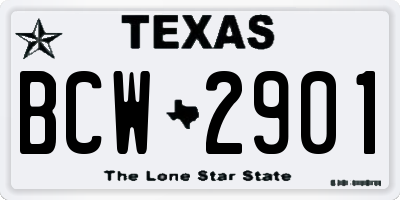 TX license plate BCW2901