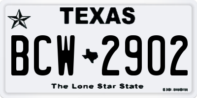 TX license plate BCW2902