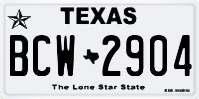 TX license plate BCW2904