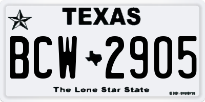 TX license plate BCW2905