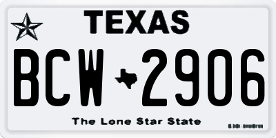 TX license plate BCW2906
