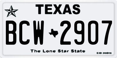 TX license plate BCW2907
