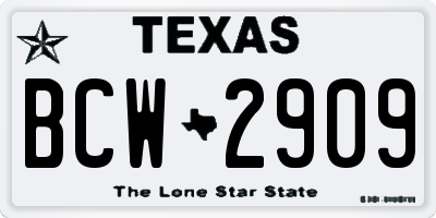 TX license plate BCW2909