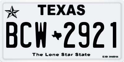 TX license plate BCW2921