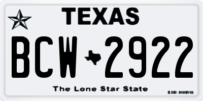 TX license plate BCW2922