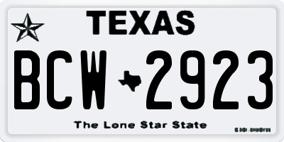 TX license plate BCW2923