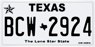 TX license plate BCW2924