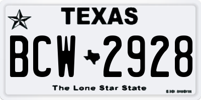 TX license plate BCW2928