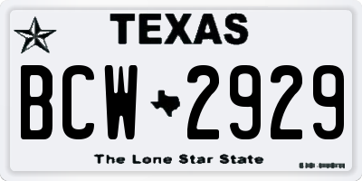 TX license plate BCW2929