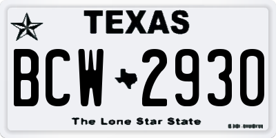 TX license plate BCW2930