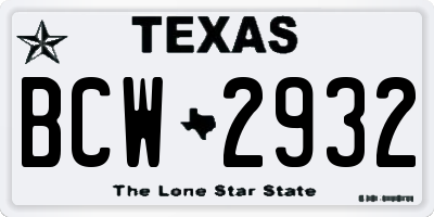 TX license plate BCW2932