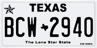 TX license plate BCW2940