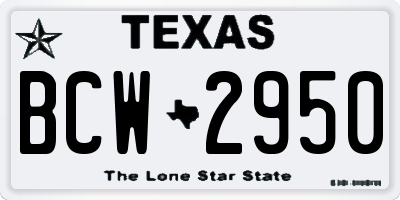 TX license plate BCW2950