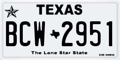 TX license plate BCW2951