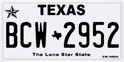 TX license plate BCW2952