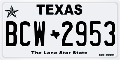 TX license plate BCW2953