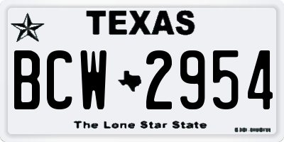 TX license plate BCW2954