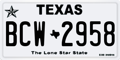 TX license plate BCW2958