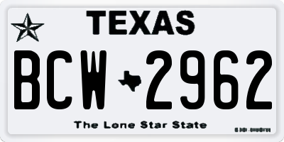TX license plate BCW2962