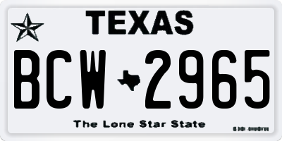 TX license plate BCW2965