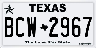 TX license plate BCW2967