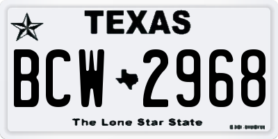 TX license plate BCW2968