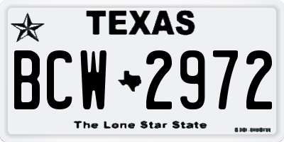 TX license plate BCW2972