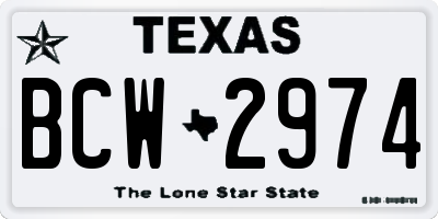 TX license plate BCW2974