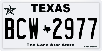 TX license plate BCW2977
