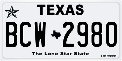 TX license plate BCW2980