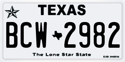 TX license plate BCW2982