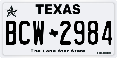 TX license plate BCW2984