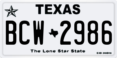 TX license plate BCW2986