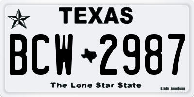 TX license plate BCW2987