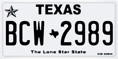 TX license plate BCW2989