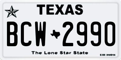 TX license plate BCW2990