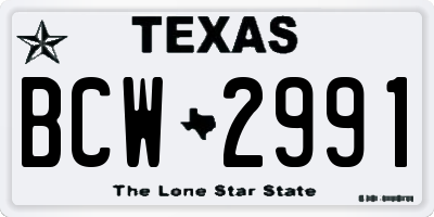 TX license plate BCW2991
