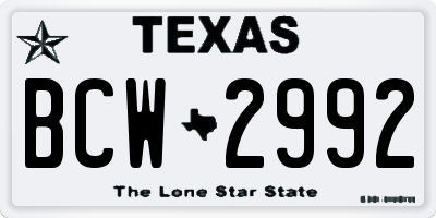 TX license plate BCW2992