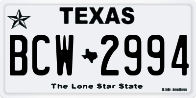 TX license plate BCW2994