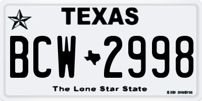 TX license plate BCW2998