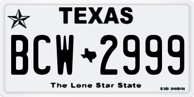 TX license plate BCW2999