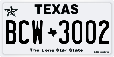 TX license plate BCW3002